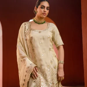 Aqua Bandhej Rang Kurta Set